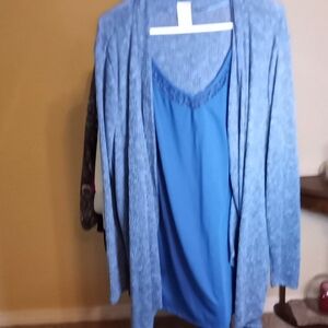 Faded Glory Navy Knit Cardigan and Top Set